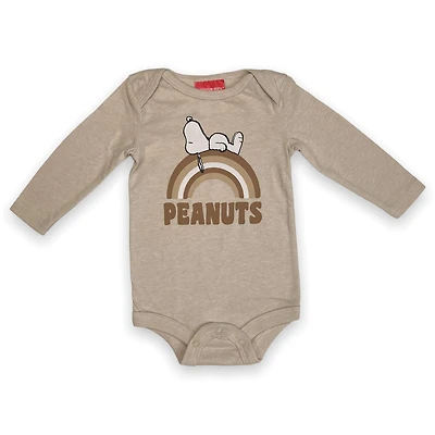 Peanuts Infant Long Sleeve Rib-knit crew neck Bodysuit, Rib-knit leg openings