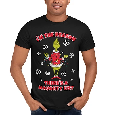 The Grinch Men's tee shirt. This short sleeve crew neck tee shirt is the perfect top for a causal look with your favorite bottoms and