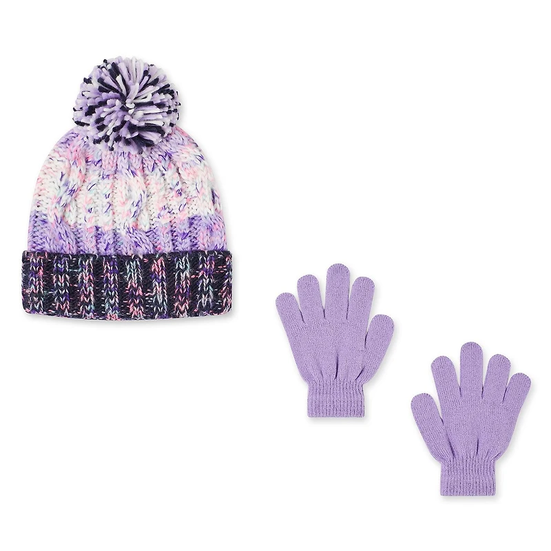 George Girls' Knit Hat and Gloves 2-Piece Set