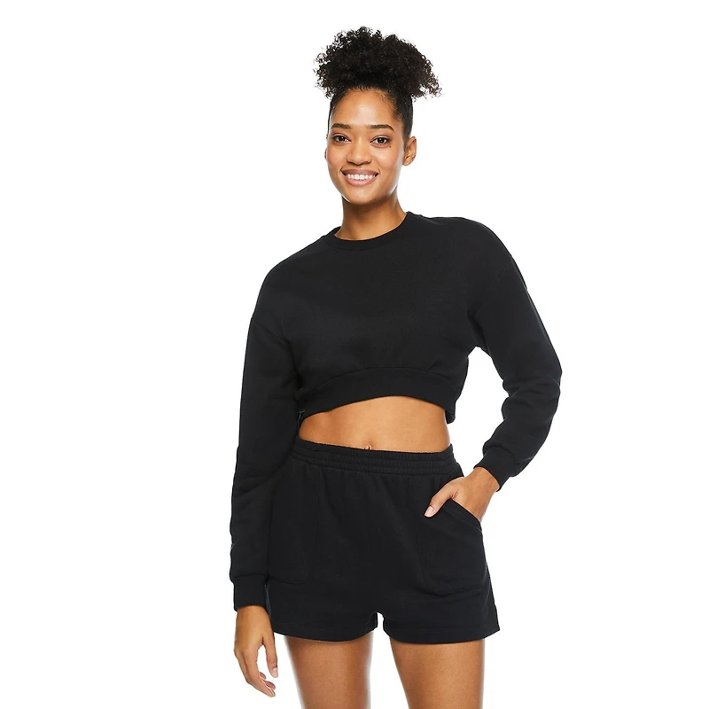 No Boundaries Women's Cropped Fleece Popover