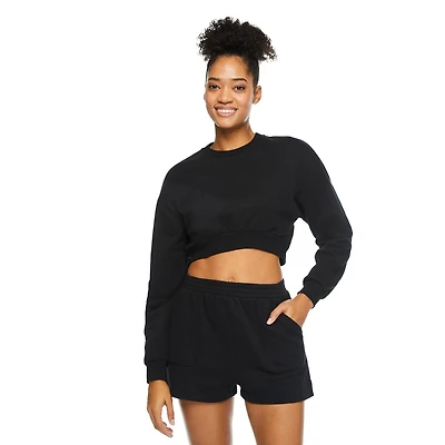 No Boundaries Women's Cropped Fleece Popover