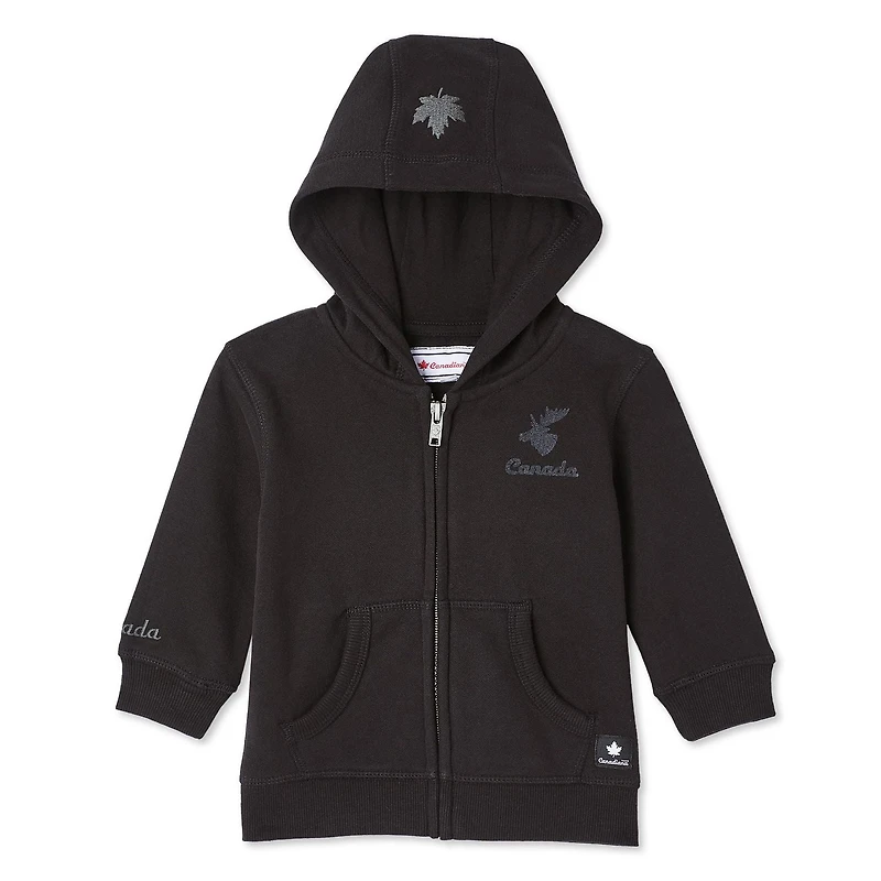 Haut à capuchon zippé sur la longueur Canadiana collection non genrée pour nourrissons Tailles 0-24 mois