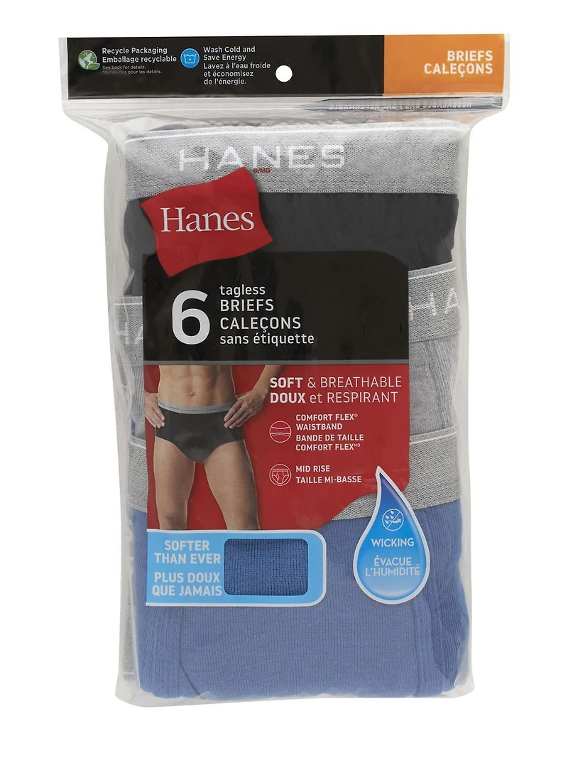 Caleçons mi-hauts Comfort Flex pour hommes Hanes Pack de 6 - Assortis