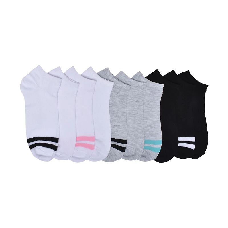Athletic Works Ladies 10pk Low Cut Socks, Athletic Works Ladies 10pk Varsity Low Cut Socks