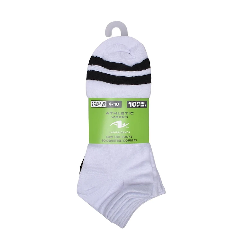 Athletic Works Ladies 10pk Low Cut Socks, Athletic Works Ladies 10pk Varsity Low Cut Socks