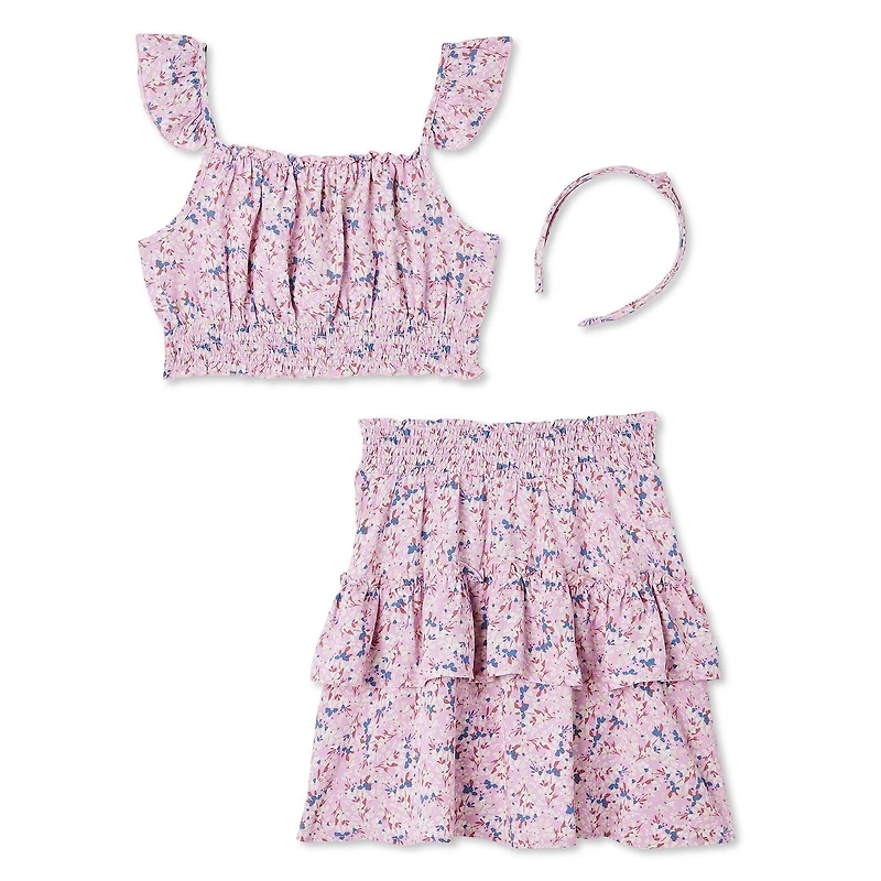 Ensemble 3 pièces avec haut en bandeau à volants, jupe et serre-tête Btween pour filles