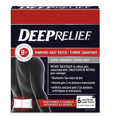 Deep Relief Patch chauffant extra puissant pour soulager la douleur, soulager et apaiser les muscles endoloris Patchs chauffants pour soulager la douleur, 6 unités