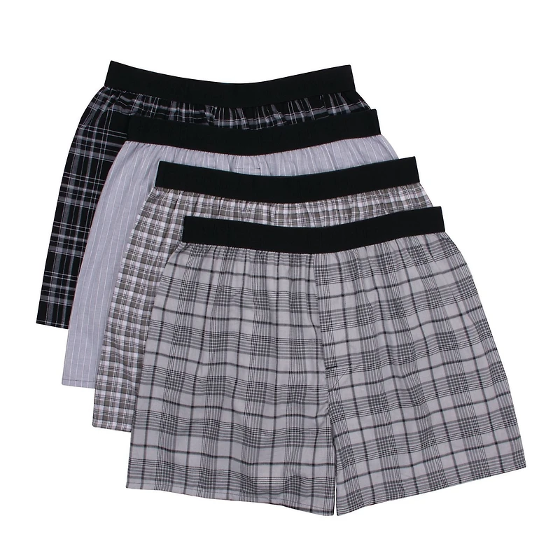 Hanes Men's FreshIQ Cotton Woven Boxer, 4 Pack - Assorted