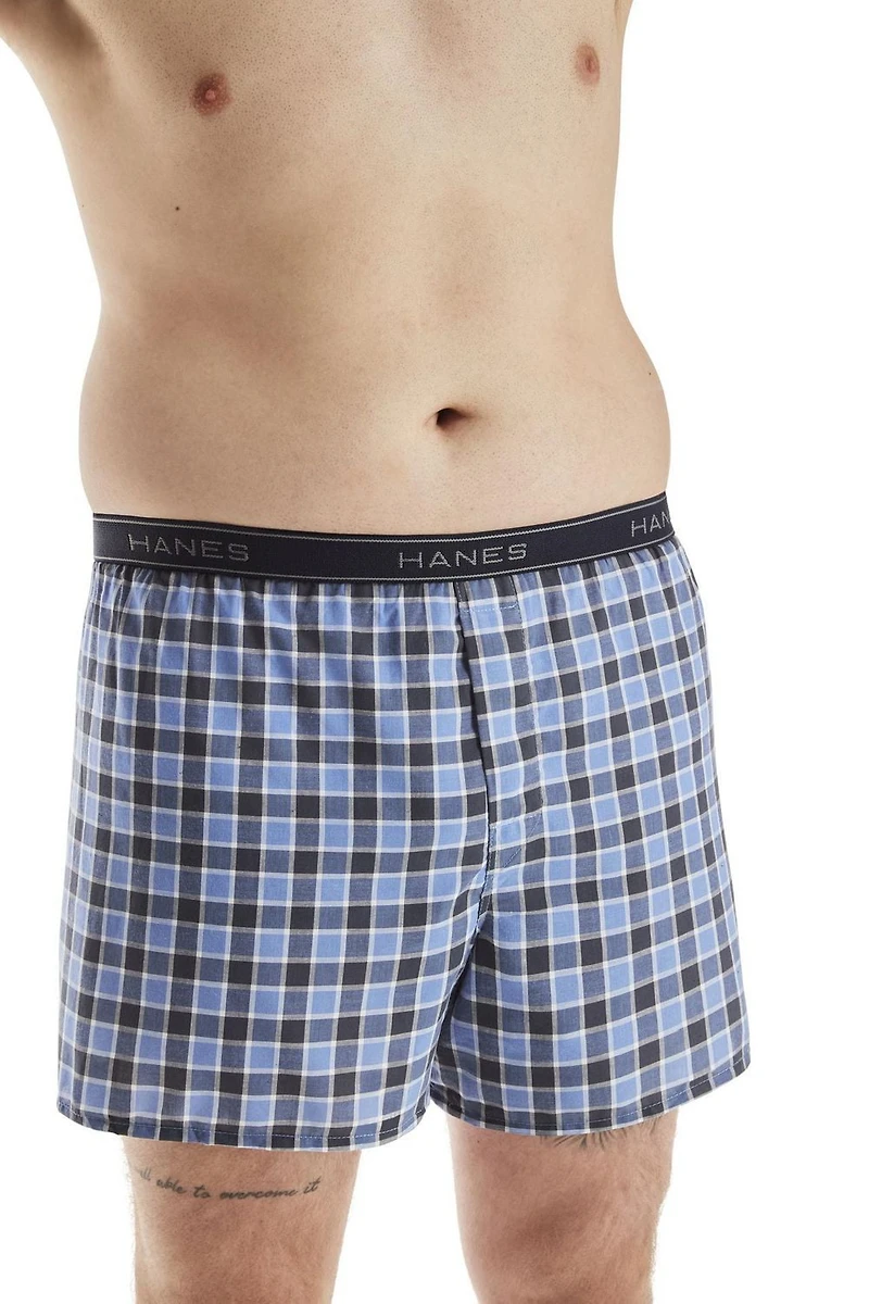 Hanes Men's FreshIQ Cotton Woven Boxer, 4 Pack - Assorted