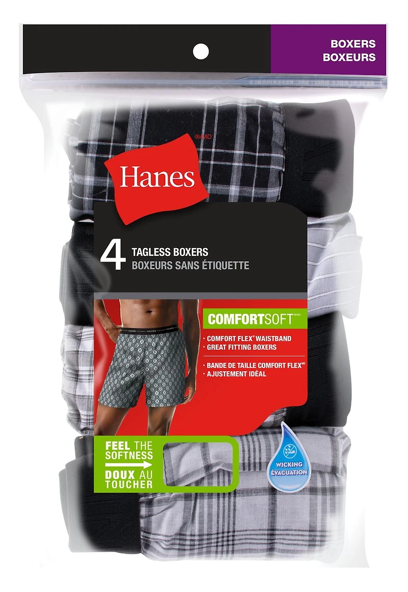 Boxer Tissé en Coton FreshIQ pour Homme Hanes Paquet de 4 - Assorti