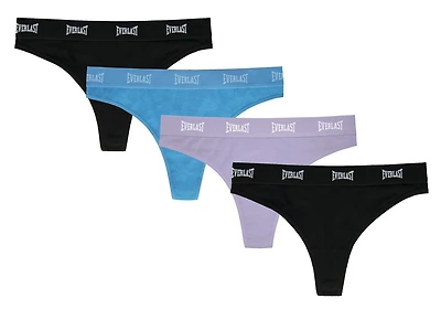 Everlast Women's Cotton Spandex Thongs Underwear Comfortable Panties 4 Pack