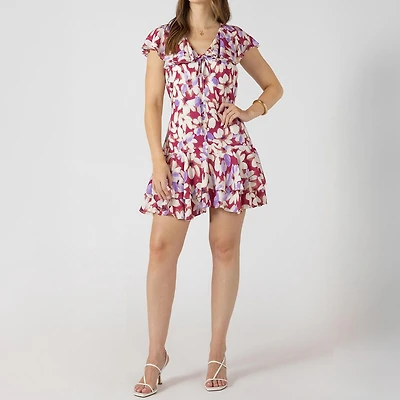 Devoted, Ruffled Flounce Hem Mini Dress, Sizes XS-XL