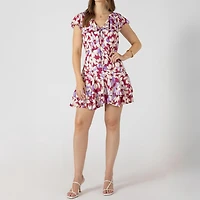 Devoted, Ruffled Flounce Hem Mini Dress, Sizes XS-XL