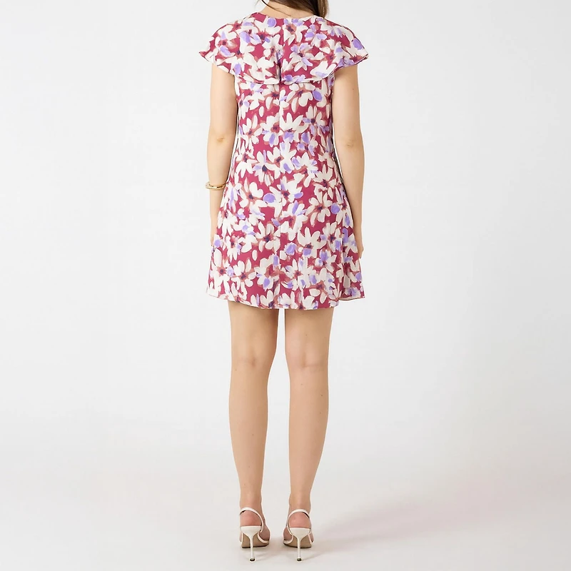 Devoted, Ruffled Flounce Hem Mini Dress, Sizes XS-XL