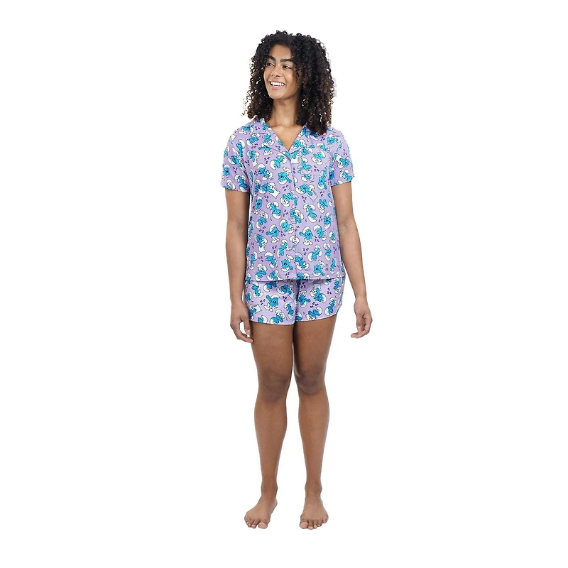 Ensemble Boxer à Col Notch Lazy Smurf Les Schtroumpfs pour Femmes