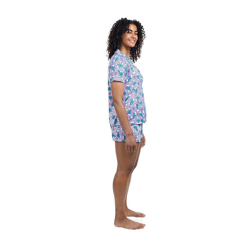 Ensemble Boxer à Col Notch Lazy Smurf Les Schtroumpfs pour Femmes