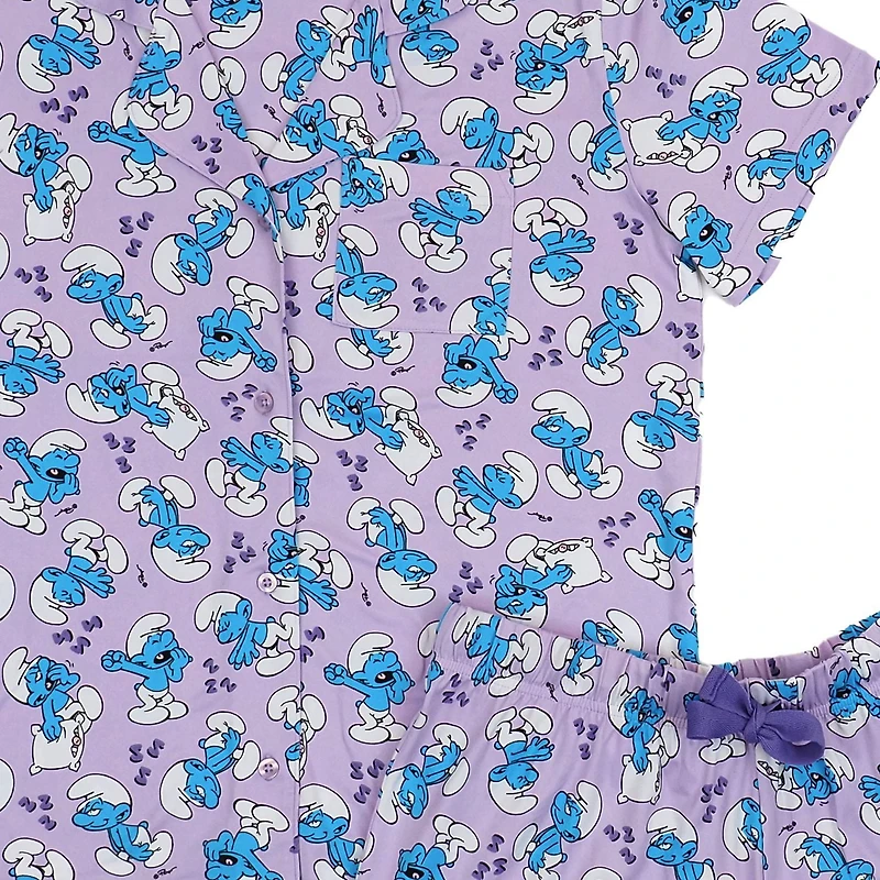 Ensemble Boxer à Col Notch Lazy Smurf Les Schtroumpfs pour Femmes
