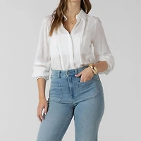 Devoted, Lace Insert Button Front Blouse, Sizes XS-XL
