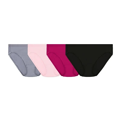 Women's Plus Fit for Me® Breathable Micro-Mesh Hi-Cut Panty, Assorted 4 Pack, S-XL