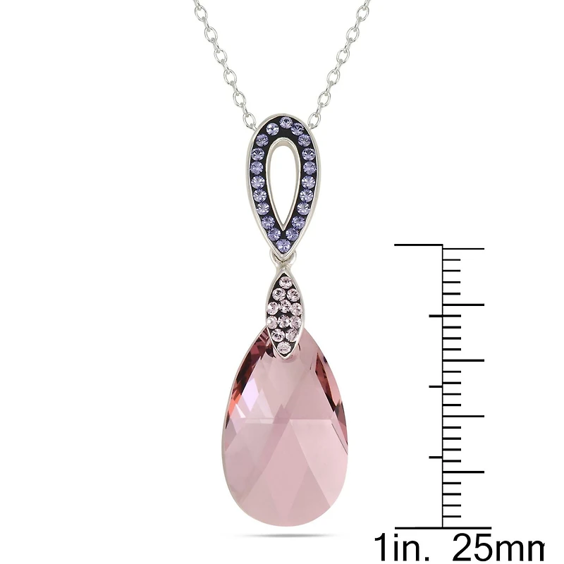Pendentif en cristal swarovski plaqué argent sterling et rhodium et en améthyste