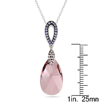 Pendentif en cristal swarovski plaqué argent sterling et rhodium et en améthyste