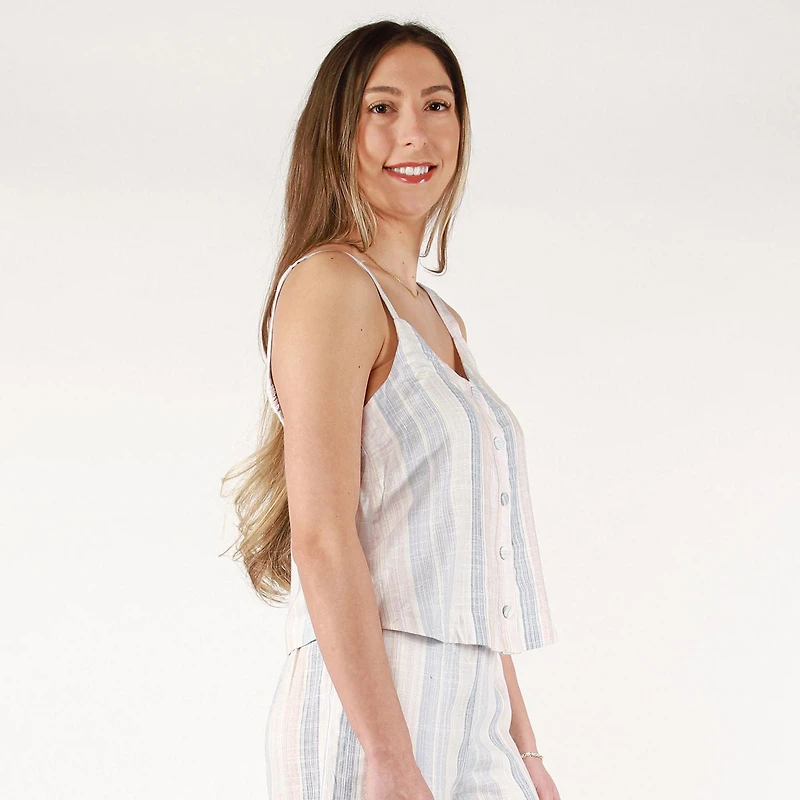 DV Camisole rayée boutonnée sur le devant