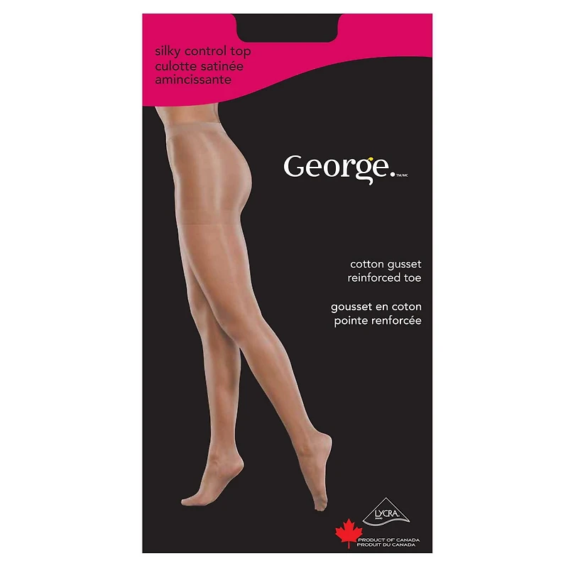 Bas-culotte avec culotte satinée amincissante George pour femmes Tailles A-D