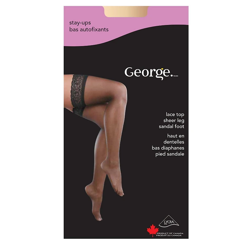 Bas autofixants avec pied sandale George pour femmes Tailles B, C