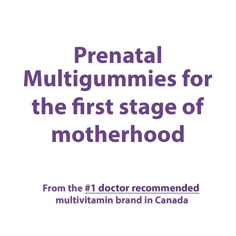 Multigummies prénatales Centrum avec DHA et acide folique, supplément multivitaminé et minéral post-partum, 60 pièces, approvisionnement de 30 jours Multigummies prénatales Centrum