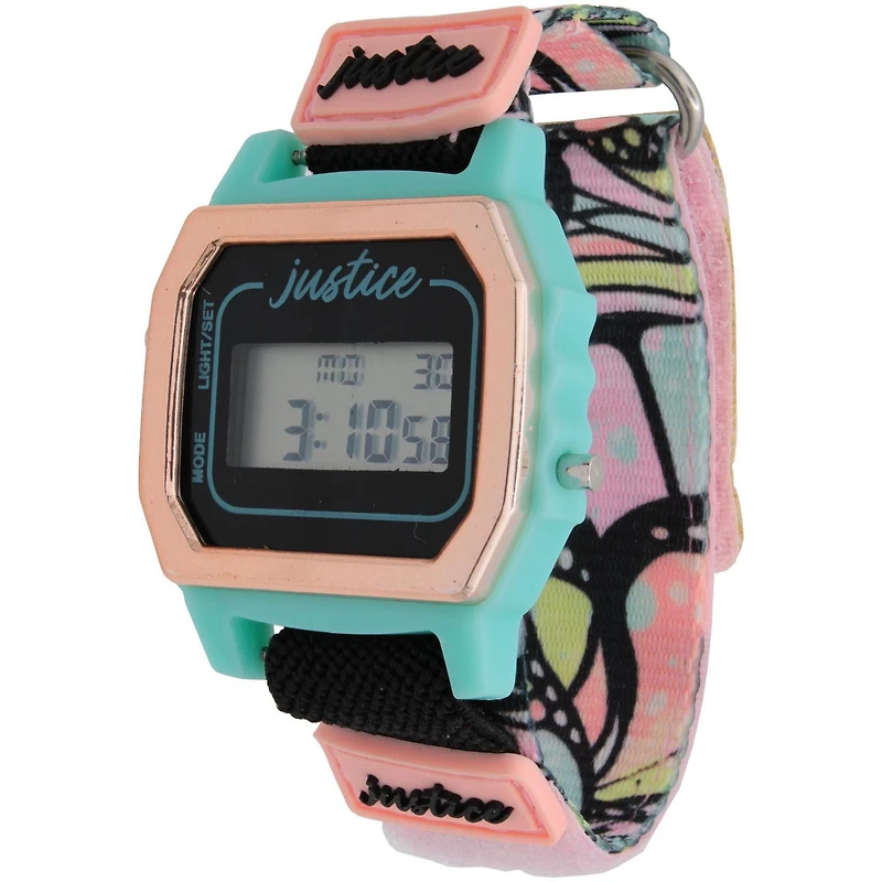 Justice LCD  Watch With Butterfly Print Fast wrap strap
