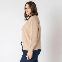 Devoted Taille Plus Femme cardigan en tricot à manches longues, boutonné sur le devant