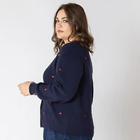 Devoted Taille Plus Femme cardigan en tricot à manches longues, boutonné sur le devant