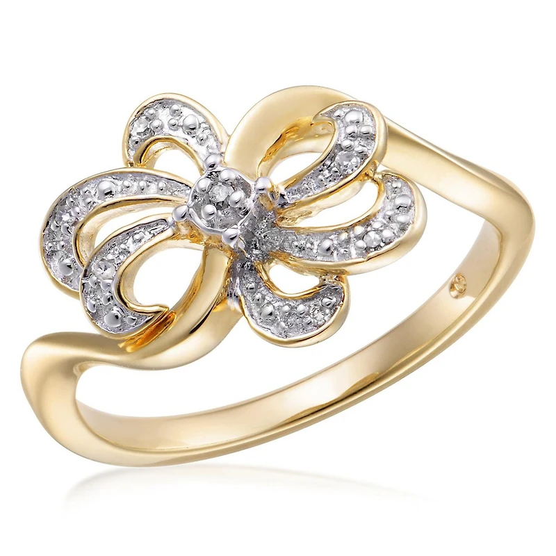 Quintessential Sterling Silver Gold Plated Diamond Ring