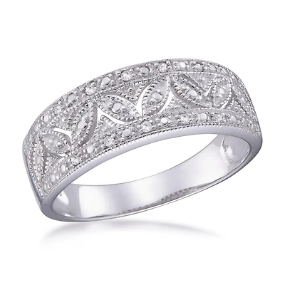 Quintessential Sterling Silver Rhodium Ladies Diamond Ring