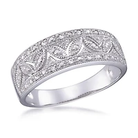 Quintessential Sterling Silver Rhodium Ladies Diamond Ring