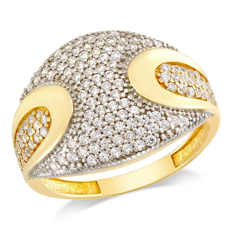 Quintessential Sterling Silver White /Yellow Pave Gold Plated Ring