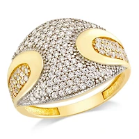 Quintessential Sterling Silver White /Yellow Pave Gold Plated Ring