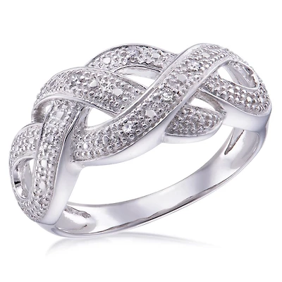 Quintessential Sterling Silver Ladies Diamond Ring