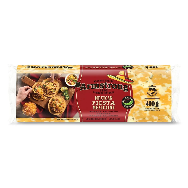 Armstrong Fromage Cheddar marbré avec jalapeño Fiesta Mexicaine 400 g