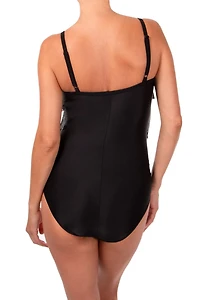 Ibiza 1 piece with mesh ruffles,soft cups, adjustable straps and tummy control