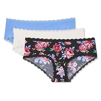 Lot de 3 culottes à taille basse bordées dentelle George pour femmes