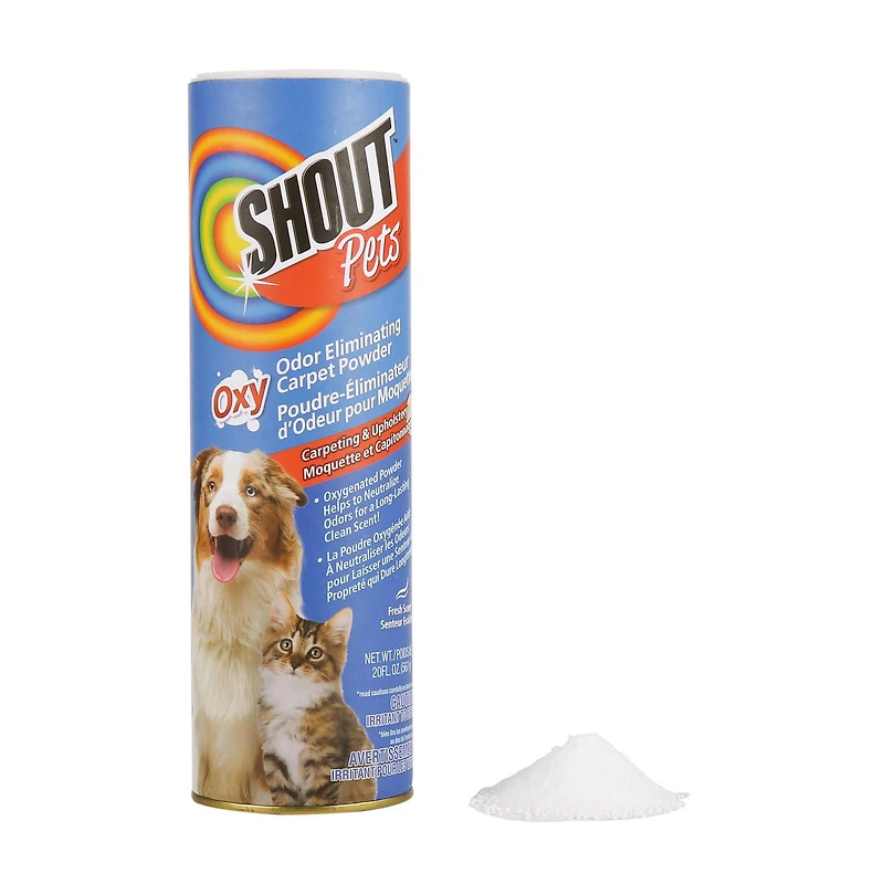 Shout for Pets Turbo Oxy Poudre-éliminateur d’odeur pour moquettes, 567g
