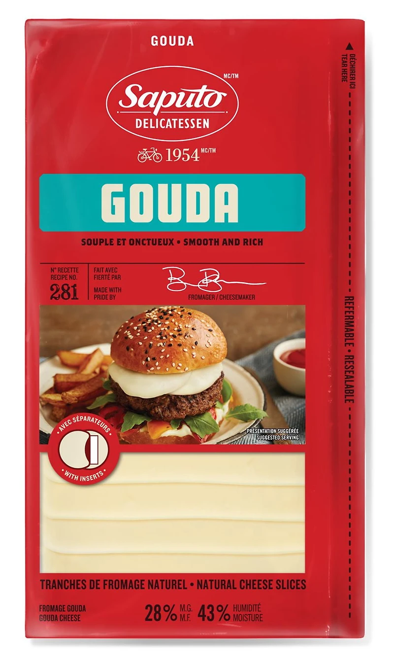 Saputo Gouda Cheese Slices, 180 g