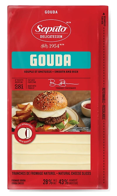 Saputo Gouda Cheese Slices, 180 g
