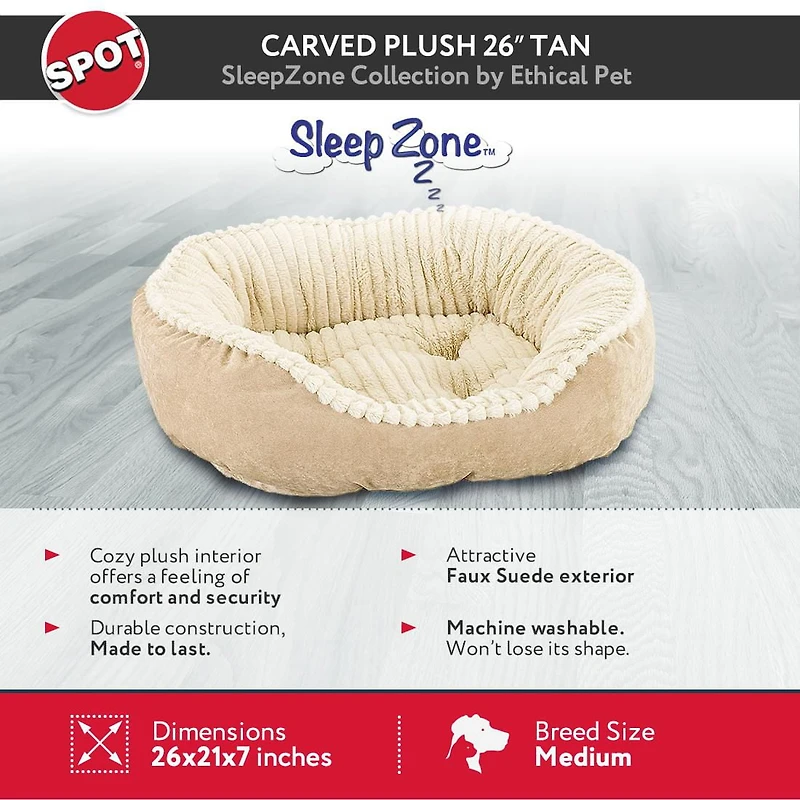 Sleep Zone Lit pour Chien en Peluche Sculpté
