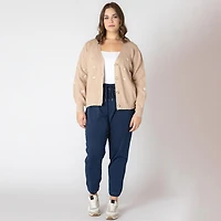 Devoted Taille Plus Femme cardigan en tricot à manches longues, boutonné sur le devant