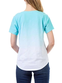Jordache Women's Curved V-Neck Ombre Tee