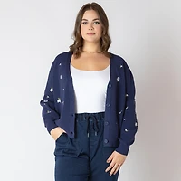 Devoted Women's Plus Size long sleeve knit cardigan with button-up front