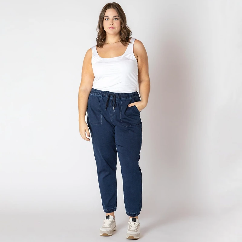 Devoted Taille Plus Femme jogger en denim avec cordon de serrage