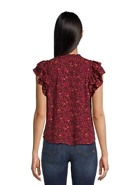 BCBG PARIS HAUT À MANCHES VOLANTÉES